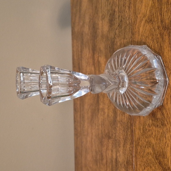 VINTAGE Clear Glass 3 Branch Taper Candle Holder Candelabrum - Picture 3 of 16